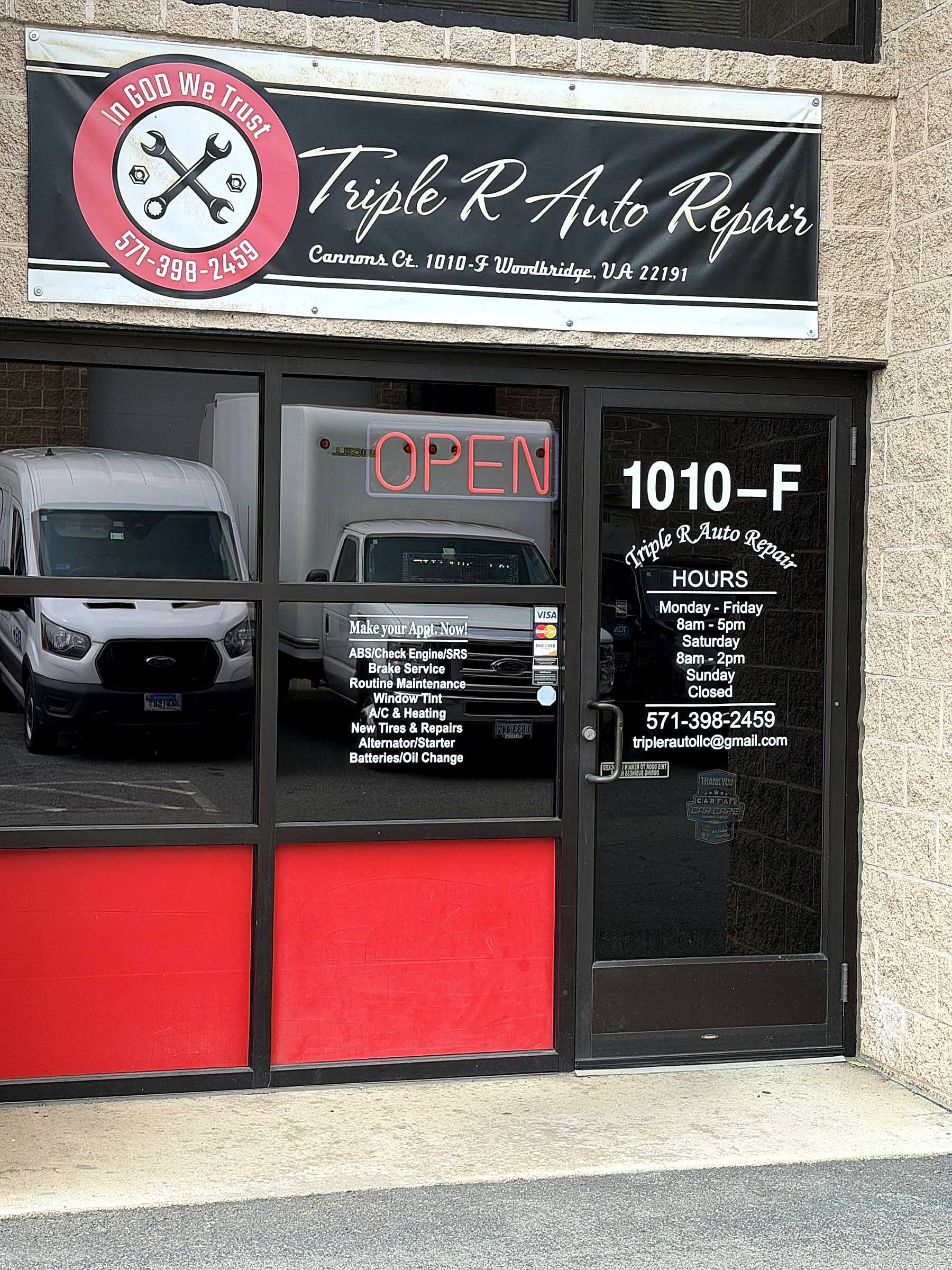 Triple R Auto Repair storefront in Woodbridge, VA